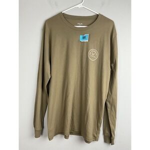 HUK Performance Fishing Shirt Mens L Tan Long Sleeve‎ Graphic Bass Logo T-Shirt